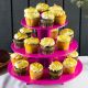 3 Tier Pink Foil Cupcake Stand