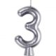 Number 3 Silver Metallic Cake Candle