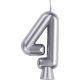 Number 4 Silver Metallic Cake Candle