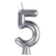 Number 5 Silver Metallic Cake Candle