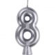 Number 8 Silver Metallic Cake Candle
