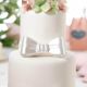 Elegant White Resin Bow Cake Topper