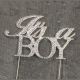 Its a Boy Silver Rhinestone Cake Topper Pick