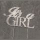 Its a Girl Silver Rhinestone Cake Topper Pick