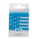 Blue Dot Stripe Cake Candle 16 pieces