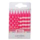 Pink Dot Stripe Cake Candle 16 pieces