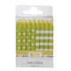 Lime Green Stripe Dot Cake Candle 16 pieces