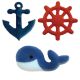 Nautical Sea 1 to 2 inch Sugar Decoration 3 pieces