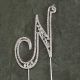 Silver Monogram N Rhinestone Pick