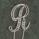 Silver Monogram R Rhinestone Pick