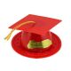 Red Plastic Grad Cap Cake Decoration